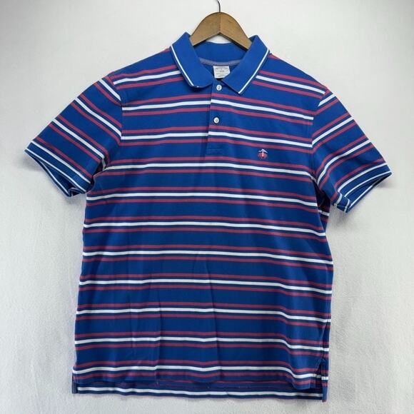 Brooks Brothers Polo Shirt men's XL Blue Pink Performance Embroidered Logo Knit - Picture 2 of 10